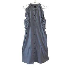 Worthington Cold Shoulder Striped Shirt Dress Black White Women Size 16 Midi